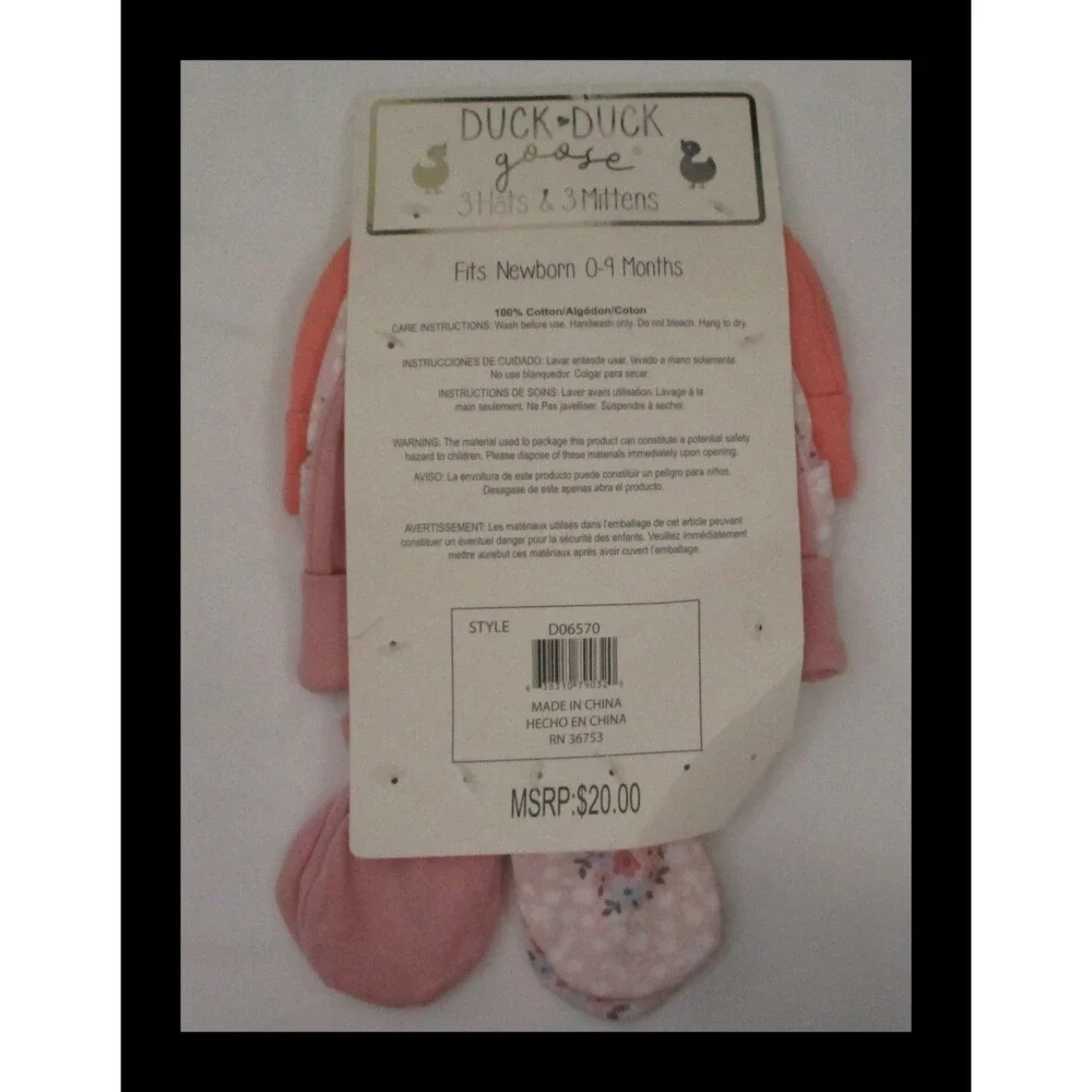 Duck Duck Goose Baby Hats & Mittens NEW